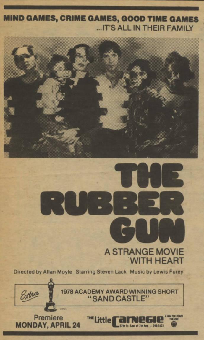 Encart presse du film québécois The Rubber Gun d'Allan Moyle (1977)